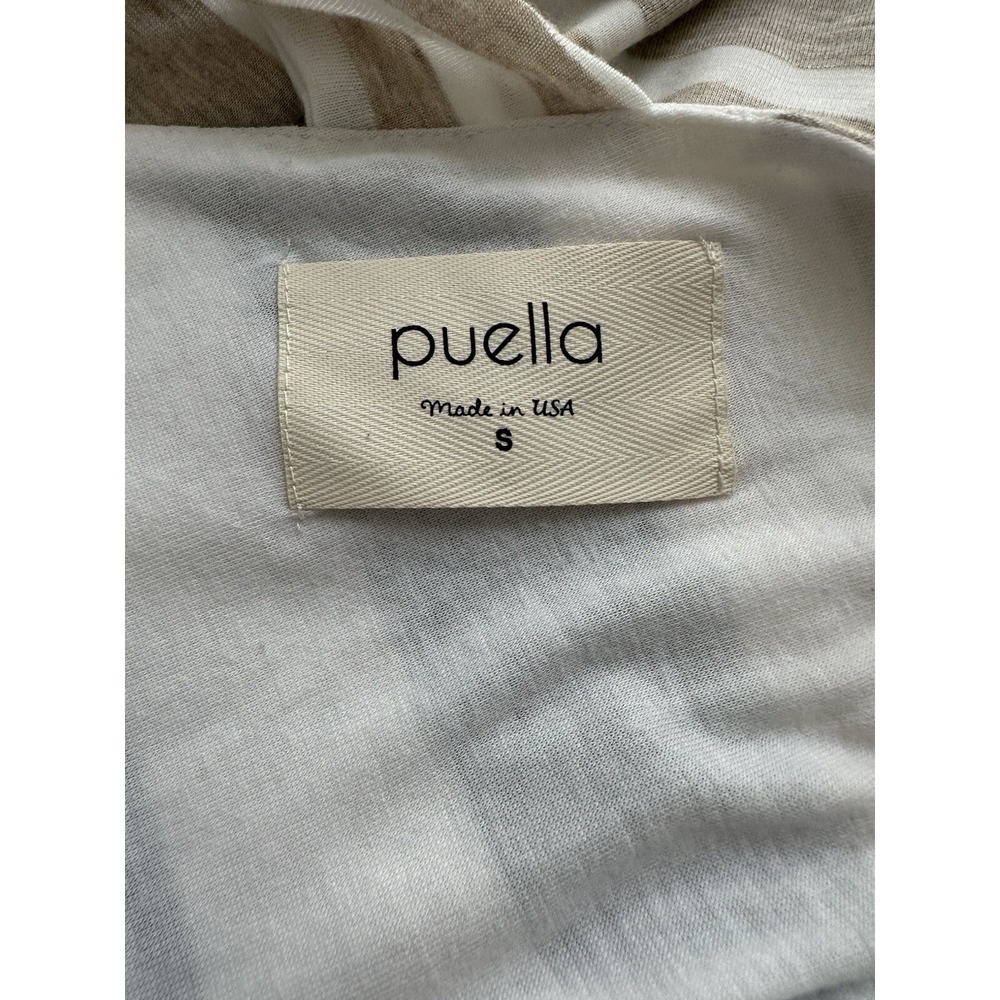 Anthropologie Puella Top Tunic Beige/Green/White Striped Short Sleeve Size S - Picture 10 of 12
